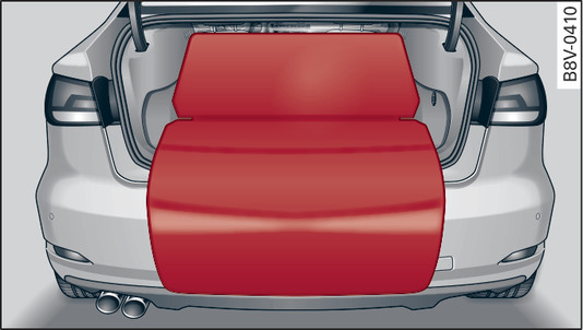 Илл. 76 Багажник: двусторонний настил при сложенной спинке сиденья (пример)